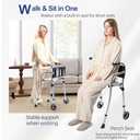 Walkers for Seniors, Folding Standard Walker with Seat, Lightweight Aluminum Mobility Rolling Walker for Seniors and Adults, Compact Travel Walker Height Adjustable, Supports 350 lbsOnly 8LBS (Silver)