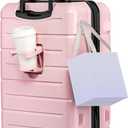 KYME Pink Hardside Carry On Luggage 22x14x9 Airline Approved with TSA Lock Hardshell Carry-On Suitcase with Wheels Travel Rolling 22 inch Luggage with Cup Holder for Women