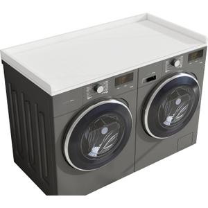 Countertop Washer and Dryer Cover, 54" Width * 27.4" Depth, Laundry Room Organization Shelves, White