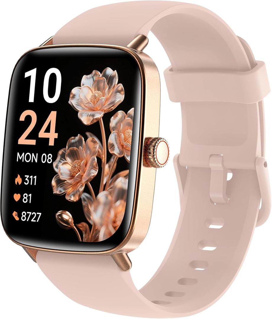 Fitpolo Smart Watch for Women, 1.85" Touchscreen Fitness Tracker, Make/Answer Calls, Heart Rate & SpO2 Monitor, IP68 Waterproof, Sleep & Activity Tracking Smartwatch for Android Phones iPhone (Pink)