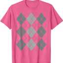 Preppy Plaid Argyle Stylish & Fun Faux Sweater Design T-Shirt, M