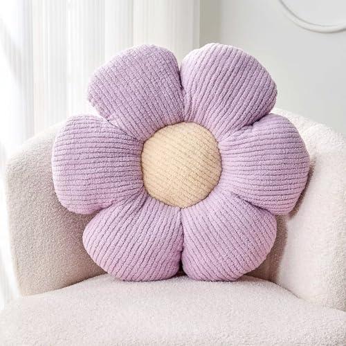 Kcvvcr Flower Throw Pillow, Soft Lavender 14.9" Shaped Floor Pillow for Home Decor, Cute Aesthetic Plush Decorative Pillows for Bed, Sofa, Couch
