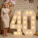 Marquee Numbers 40 Light up Numbers 4ft, Pre-Cut Foam Board Kit with Light Bulbs for 40th Anniversary Decoration 40th Birthday Decorations, Assembly Required