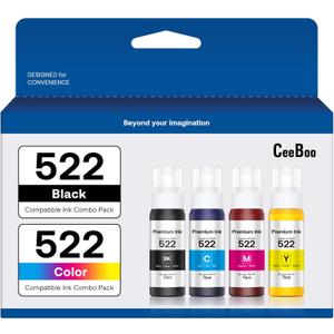 522 High Capacity Refill Ink Bottle Replacement for Epson Compatible 522 Ink Refill Bottle(Not Sublimation Ink)Use for ET-2803 ET-2800 ET-2720,4 Packs