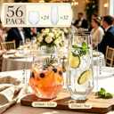 Lueumxc 56 Pack Plastic Wine Glasses Disposable Diamond Champagne Flutes, 32 Pcs 9 OZ Stemless Champagne Flutes & 24 Pcs 12 OZ Disposable Wine Glasses, BPA-Free, Diamond transparent