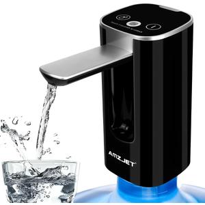 Water Dispenser for 5 Gallon Bottle with Digital Display, 4 Dispense Modes, Portable USB Charging Electric Water Pump, Foldable Spout, Food-Grade Water Jug Pump for Home, Office, RV, Campin(Black)