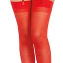 Dreamgirl Women's Thigh High Sheer Stockings with Back Seam, Red, One Size-X-Large