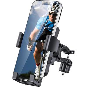 amzluv Bike Phone Holder Mount, Secure Handlebar Phone Mount Holder for Bike and Motorcycle, Suitable for iPhone and 4.5-6.8" Smartphones, Black