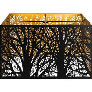 Metal Large Rectangular Lampshade For Table Lamp Floor Lamps,8"14"9" Black Outside Gold Inside Replacement Forest Rectangle Lamp Shade Spider Fitter