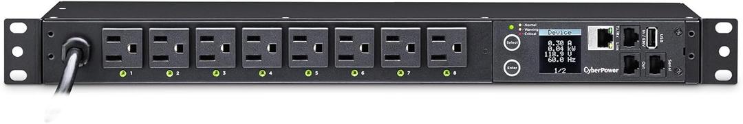 CyberPower PDU41001 Switched PDU, 100-120V/15A (Derated to 12A), 8 Outlets, 1U Rackmount