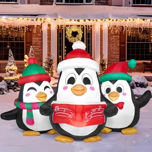 JOIEDOMI 6 FT Long Christmas Inflatable Penguins Choir with Build-in LEDs, Xmas Blow Up Penguins Outdoor Decorations for Xmas Party Yard Outside Indoor Garden Lawn Decor