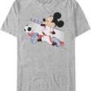 Disney Classic Mickey France Kick Men's Tops Short Sleeve Tee Shirt (Large Tall, Athletic Heather)