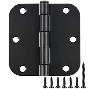 21 Pack Rounded Matte Black Door Hinges 3.5 Inch 5/8" Radius Interior 3 1/2" Flat Iron Bifold Residential Standard Bedroom Indoor for Doors 3 ½"Hardware Control House Home Decor Essentials Accessories