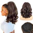 Ponytail Extension,16" Curly Drawstring Ponytail for Black Women Yaki Straight with Curly Ends Synthetic Hairpiece Hair Extension Pony Tails for Women(4H27)