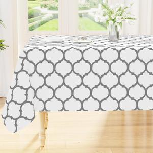 Smiry Rectangle Table Cloth, Waterproof Vinyl Tablecloth with Flannel Backing for Rectangle Tables, Wipeable Spillproof Plastic Tablecloths for Dining, Camping, Indoor and Outdoor (52"x70", White)