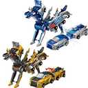 Gkiozu Magnetic Dinosaur Car Toy - 2 in 1 Crash & Transform Vehicle to Dino, No Battery Needed for Kids Age 3-12, Birthday Gift (Gold Blue)