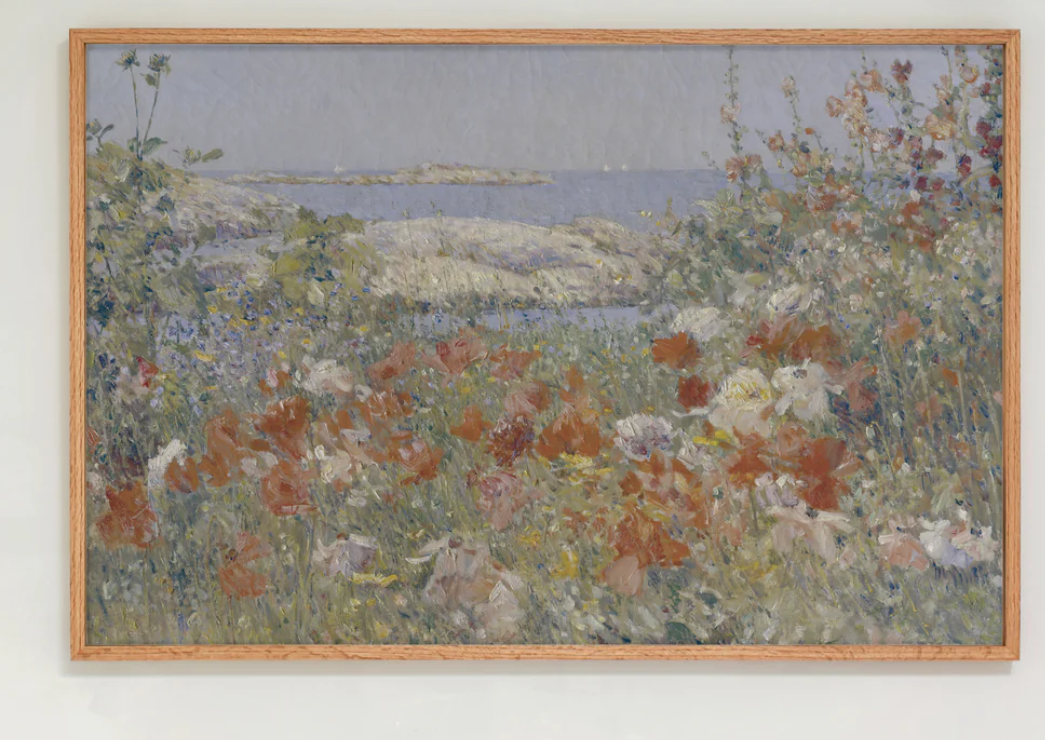 Flowers By The Sea" Framed Canvas | Horizontal 24x36 Inches
