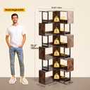 Decofy 7 Tier Corner Bookshelf, 70.86” Tall Corner Bookcase, Wood and Metal Industrial Storage Corner Shelf, Large Modern Display Storage Rack for Living Room Home Office - Brown, 23.6 inches x 9.25 inches x 70.87 inches