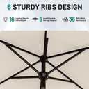 AreShark 6.5' x 10' Rectangular Patio Umbrella with Solar Lights, Solar Powered Lighted Market Umbrella w/Tilt and Crank, Outdoor Table Umbrella for Garden, Deck, Backyard, Pool, Cream-White