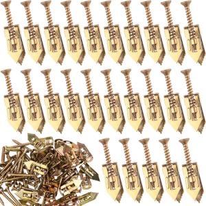 40pcs Self Drilling Drywall Anchors with Screws Kit, Metal Expansion Screws, Heavy Duty Wall Anchors for Hanging Picture Frames Wall Sconces Curtains Clocks- Gold