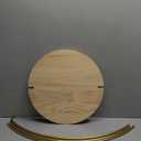 GENMOUS Wedding Cake Stand with Wood Stand Base, Gold 20" Round Arch Cake Stand Set, Metal Floral Hoop Centerpiece for Table, Large Cake Display Stand for Party, Events, Birthday Reception