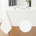 Rectangle 6 Feet Tablecloth 60x104 inch Linen Textured Table Cloth Stain and Wrinkle Resistant Washable Polyester, Decorative Table Cover Waterproof for Dining, Buffet and Camping, White