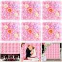 Tigeen 6 Pcs Flower Wall Panels 3D Silk Rose Floral Decorative Faux Flower Wall Background for Wedding Home Decoration Background Shop Party Photo Arrangement(Red,24 x 16 Inch)