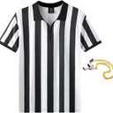 Shinestone Referee Shirt, Referee Costume Shirt for Womens and Mens, Zipper Neck Umpire Jersey for Sports and Christmas 3XL 