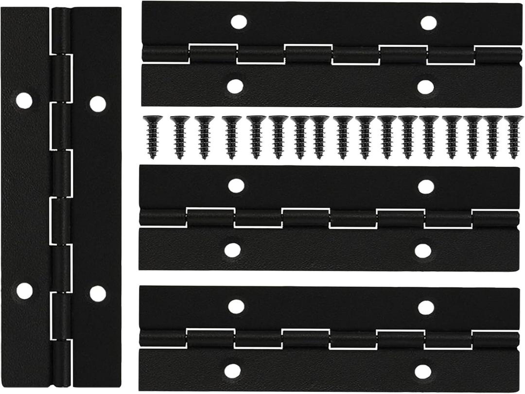 Continuous & Piano Hinges, Black Stainless Steel 304 Continuous Folding Hinges for Doors, Cabinets, Window,Includes Screws (4IN-2IN-4PACK)