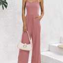 Jumpsuit for Women Summer Casual Sleeveless U-Neck Spaghetti Straps One Piece Jumpsuits Overalls Wide Leg Rompers (Pink, XL)
