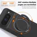 Magnetic Case Designed for Google Pixel 10 Pro XL Premium PU Leather 360 Degree Rotatable Ring Stand Kickstand Rugged Shockproof Phone Cover for Pixel 10 Pro XL (Black)