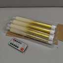 DRomance Gold Flameless Taper Candles Battery Operated with Remote Timer, Real Wax 3D Wick Flickering LED Taper Candles Dinner Wedding Holiday Decor(6 Pack, 0.78 x 9.64 Inches)