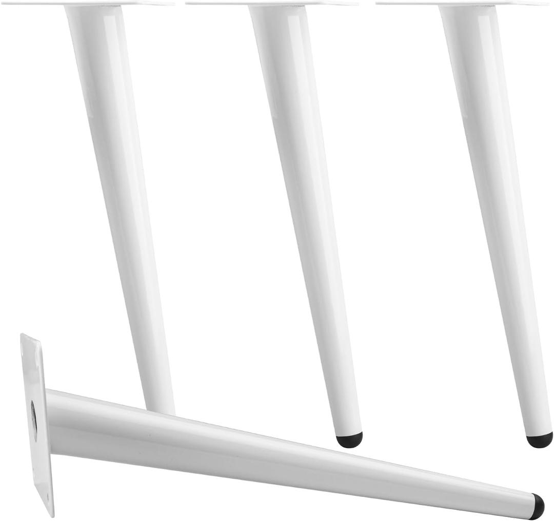 6 Inch / 15cm Metal Furniture Legs, Heavy Duty Tapered Table Sofa Legs Couch Feet with Screws,Modern Furniture Replacements Feet for DIY Cabinet Cupboard Nightstand TV Bench Stand 4 Pieces, White-oblique