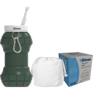 2Clean Portable Bidet - Collapsible & Expandable 550ml | Peri Bottle for Women, Travel Handheld Bidet, Camping Bottle (Green)