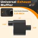 A-KARCK Universal Exhaust Muffler 2.25" Dual Inlet 2.25" Dual Outlet, 23" Overall Length Aluminized Steel Aggressive Sound Race Muffler for Cars, Trucks (Black)