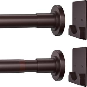 CorkLatta Matte Bronze Shower Curtain Rod,1 Inch Diameter Stainless Steel Adjustable Spring Tension Rods 32 to 80",with Holders,Anti-Slip,Curtain Rods No Drilling (1 Pack)