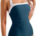 SUUKSESS Women Sexy Tummy Control One Piece Swimsuit Halter Retro Bathing Suit L