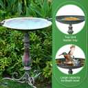 Newtay 27.25 Ornate Metal Pedestal Style Birdbath with Cast Iron Vintage Birds Baths for Outdoors on Rim Full Base Standing Bird Bath Tray for Garden Yard Decoration, Green, Not Easy to Rust
