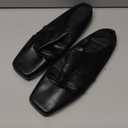 Women's Pleated Leather Flat Mules Vintage Comfortable Square Closed Toe Slip On Slippers Casual Work Walking Loafers 6
