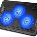 havit HV-F2056 15.6"-17" Laptop Cooler Cooling Pad - Slim Portable USB Powered (3 Fans), Black/Blue