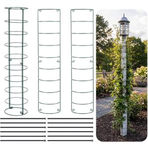 4 Pcs 36 x 8 Tube Trellis Garden Green Tube Trellis for Climbing Plants Outdoor Plant Supports for Mailboxes Patio Stands and Downpipes
