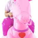 InfleasJoiy Pink riding unicorn inflatable dress up costume, inflatable costume for party