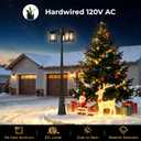 Outdoor Lamp Post Light Fixture, Black Dusk to Dawn Lamp Posts with Outlet, 3-Head Street Lamps Outdoor Lighting, Waterproof Outside Post Lights Hardwired, Anti-Rust Outside Pole Light for Yard