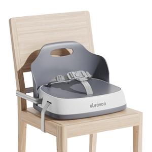 UBRAVOO Baby Booster Seats, Toddler Booster Seat for Dining Table with Adjustable Straps, Portable Compact Portable Baby Chair for Dining and Travel (Grey)