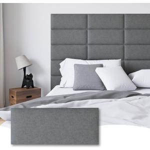Peel and Stick Upholstered Wall Mounted Headboard Queen Size, 9 Panels Tufted Fabric Headboard,Wall Mounted Headboards, Interior Wall Panels for Bedroom, 10"x24" Dark Grey