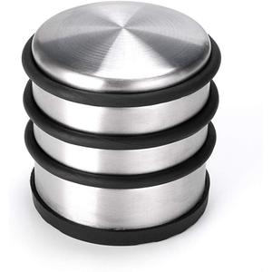 Heavy Duty Floor Door Stopper No Drill, Durability Stainless Steel Door Stops with Anti-Skid Rubber - Contemporary Decorative Safety Door Wedge for Home Office Commercial Industrial , 3 Pack