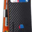 RUNBOX Money Clip Wallets for Men,Slim Leather Mens Bifold Wallet,RFID Blocking Front Pocket Wallet,Thin Credit Card Holder with Gift Box (Carbon Black&Orange)