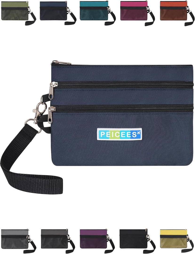 Peicees World Travel Essentials Currency and Passport Organizers Cash Cards Tickets Holder RFID Blocking Wallet, Dark Blue (One Size)