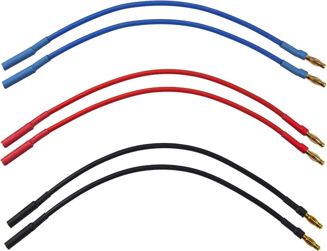 6Pack 7.87" 14AWG 4.0mm Gold Bullet Connector 4mm Banana Plug Extension Cable Male Female Wire for RC Car Boat Brushless Motor ESC