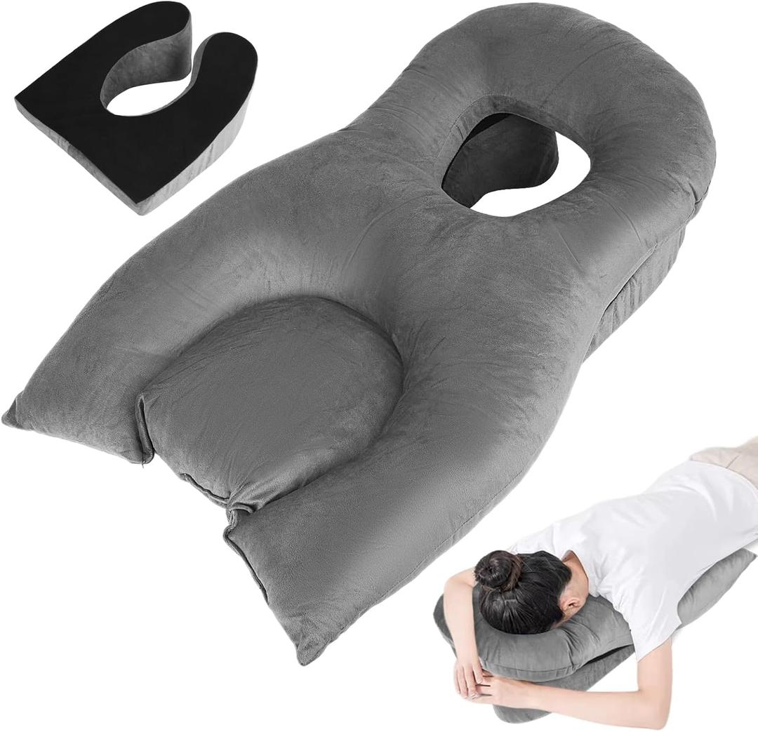 Anicuta Face Down Pillow After Eye Surgery,BBL Pillow After Surgery Stomach Sleeping,Soft Support Face Down Headrest for Eye Surgery Retina Surgery with Removable Cone